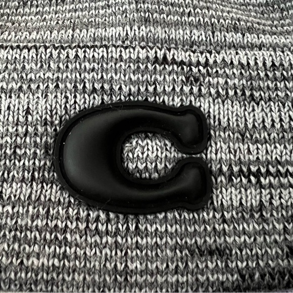 NWT Coach Signature C Wool Blend Black White Knit Beanie Hat - Picture 3 of 7